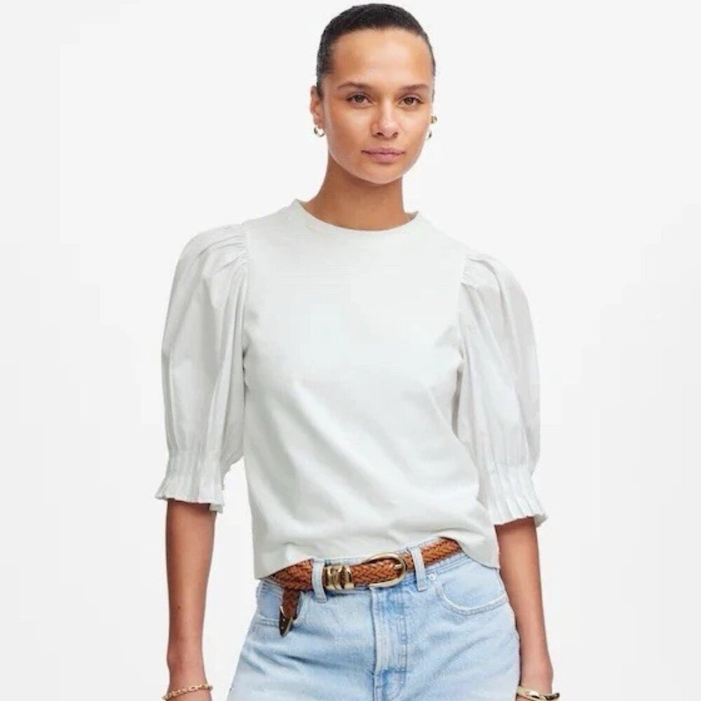 Madewell White Hazel Femme Mixy Top S NWT